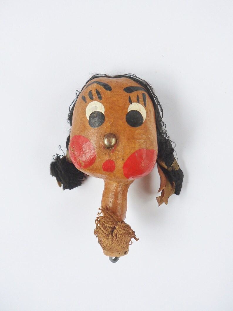 Head Bottle Stopper, Paper Mache Womens Head Decanter Cork with Hair