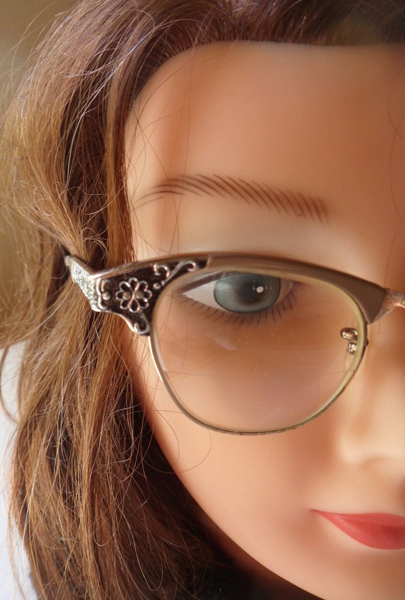 Artcraft Eyeglasses, Taupe and Silver Aluminum Cat