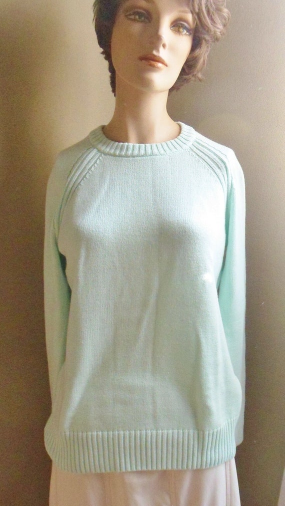 Kim Rogers Light Pastel Green Cotton Sweater, Siz… - image 2