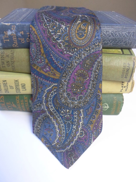 Sheaf and Caber NeckTie, Multi Colored Paisley Ti… - image 2