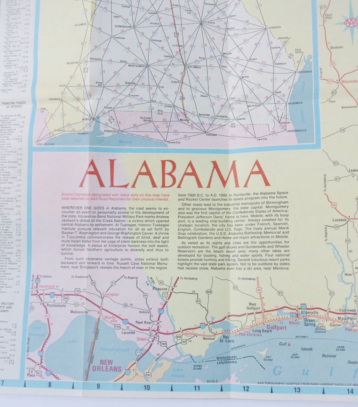 Alabama Georgia Road Map 1985 Road and City Street Map | Etsy