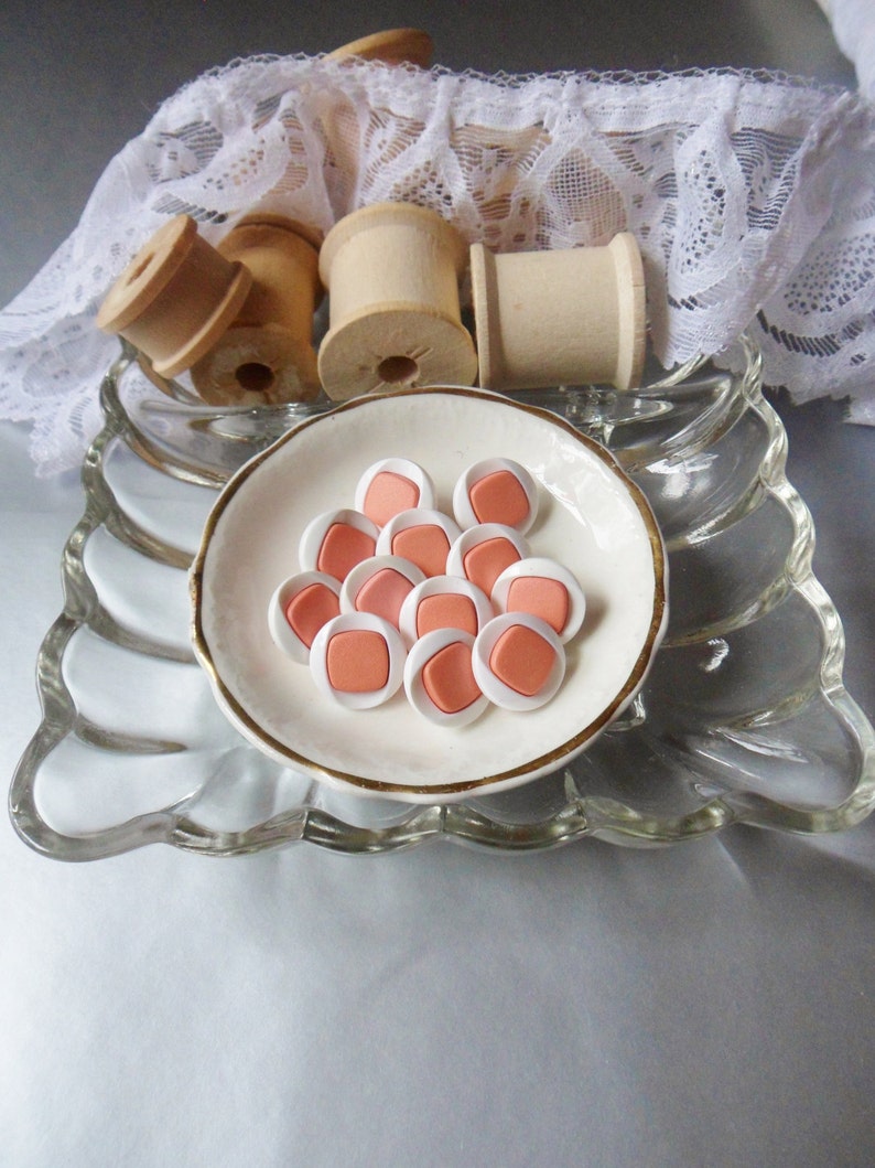 Twelve Pink and White Buttons 58 Two-Tone Buttons