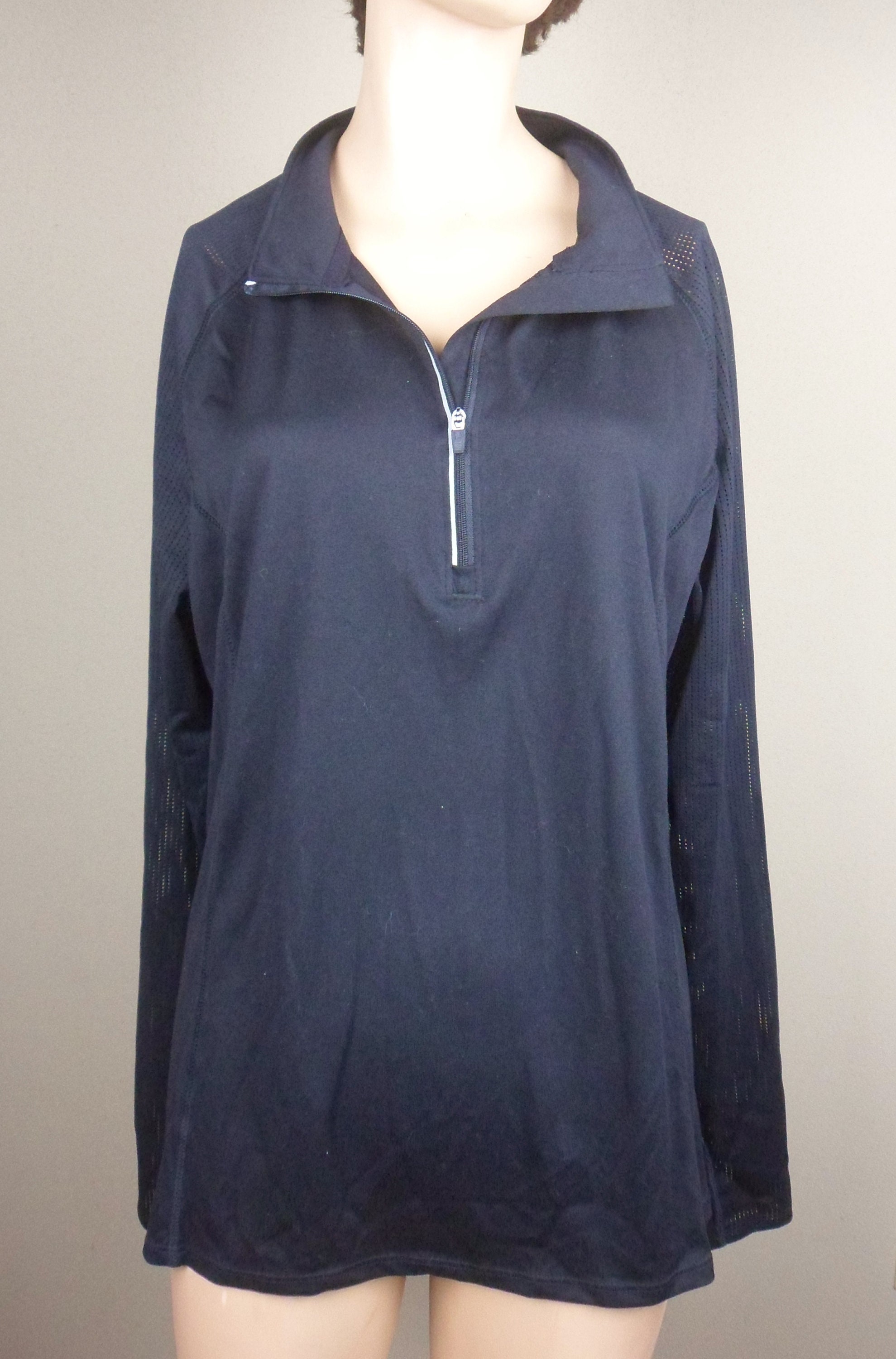 Danskin Now Black Exercise Jacket, Pull Over Half Zipper Workout Jacket, Size XL Dri More Jacket