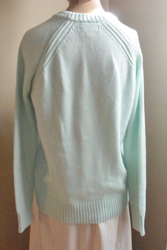 Kim Rogers Light Pastel Green Cotton Sweater, Siz… - image 5