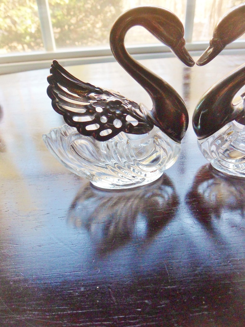 Swan Salt Cellars Italian Lead Crystal Salt Dips With Etsy