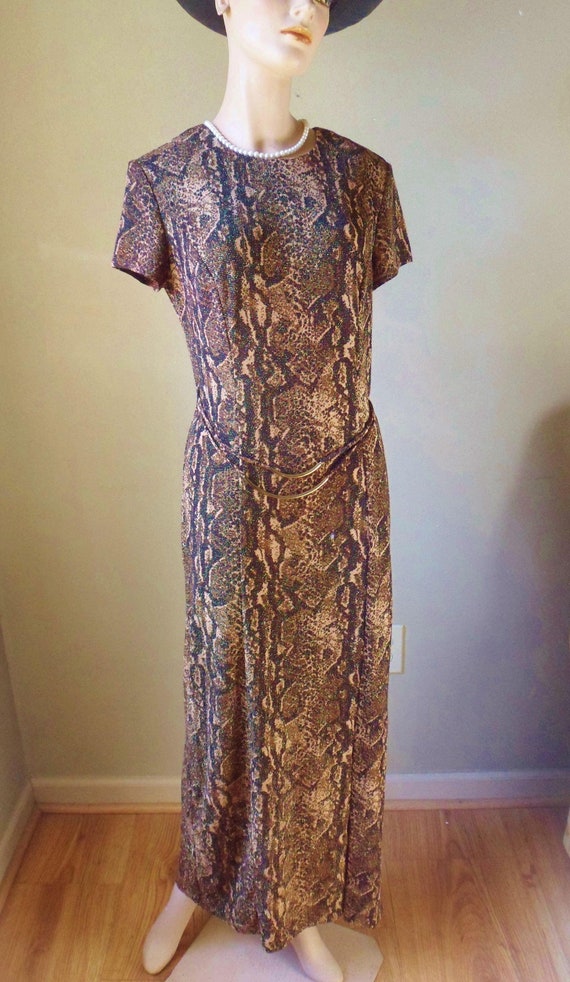 Metallic Reptile Dress, Floor Lengh Evening Gown,… - image 1