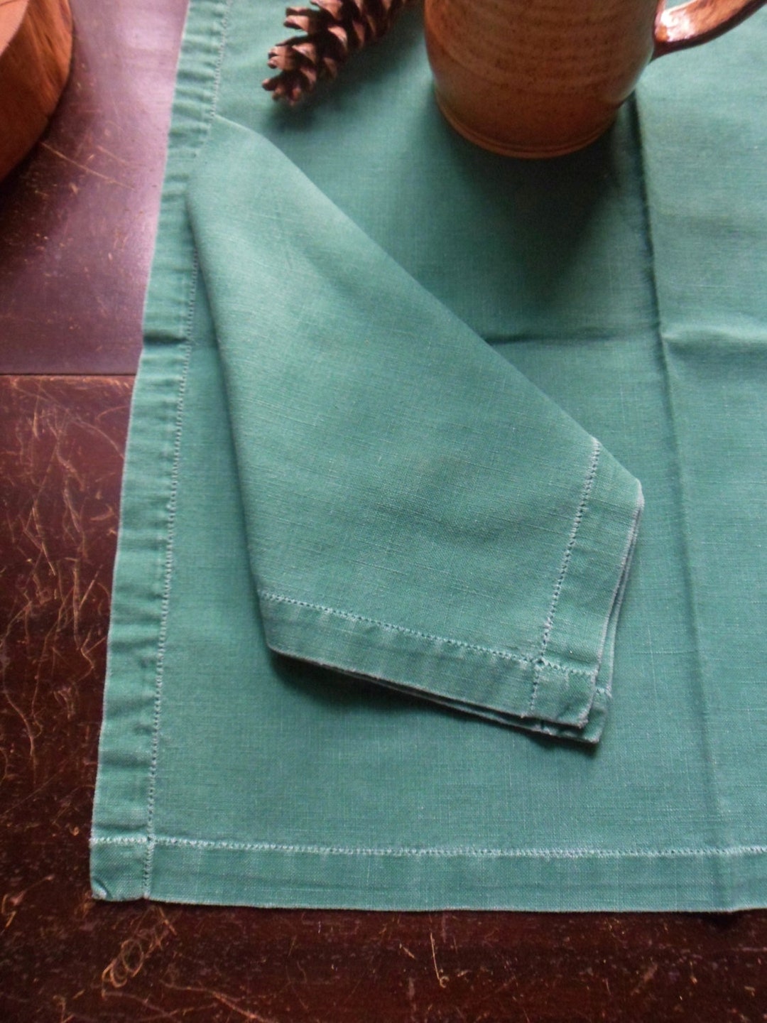 Nine Forest Green Dinner Napkins, Stone Washed Cotton Napkins, Rustic Vintage Cloth Napkins Etsy