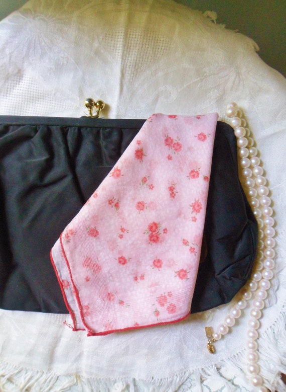 Pretty Pink Hanky with Tiny Pink Roses, Feminine V