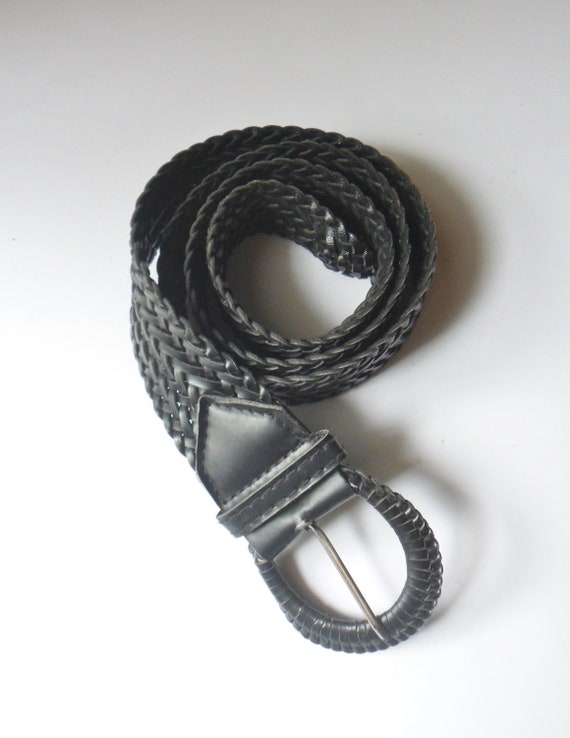 Braided Black Hip Hugger Belt, 41