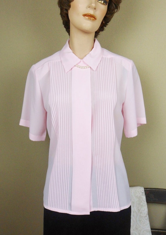Christie and Jill Blouse, Pink Short Sleeve Button