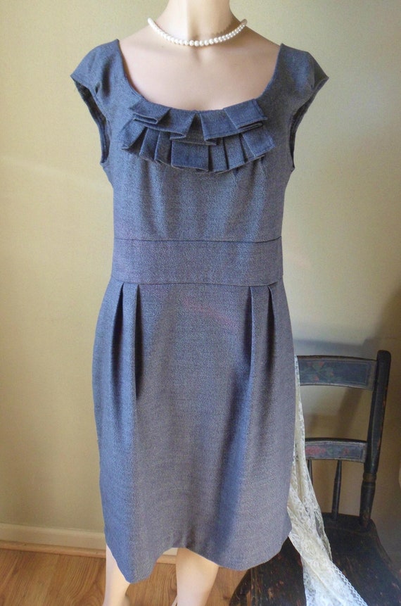 ワンピース S oval pleats dress gray TOOSIS Dresses for Women 2023 Pleated Hem Notched Neckline A