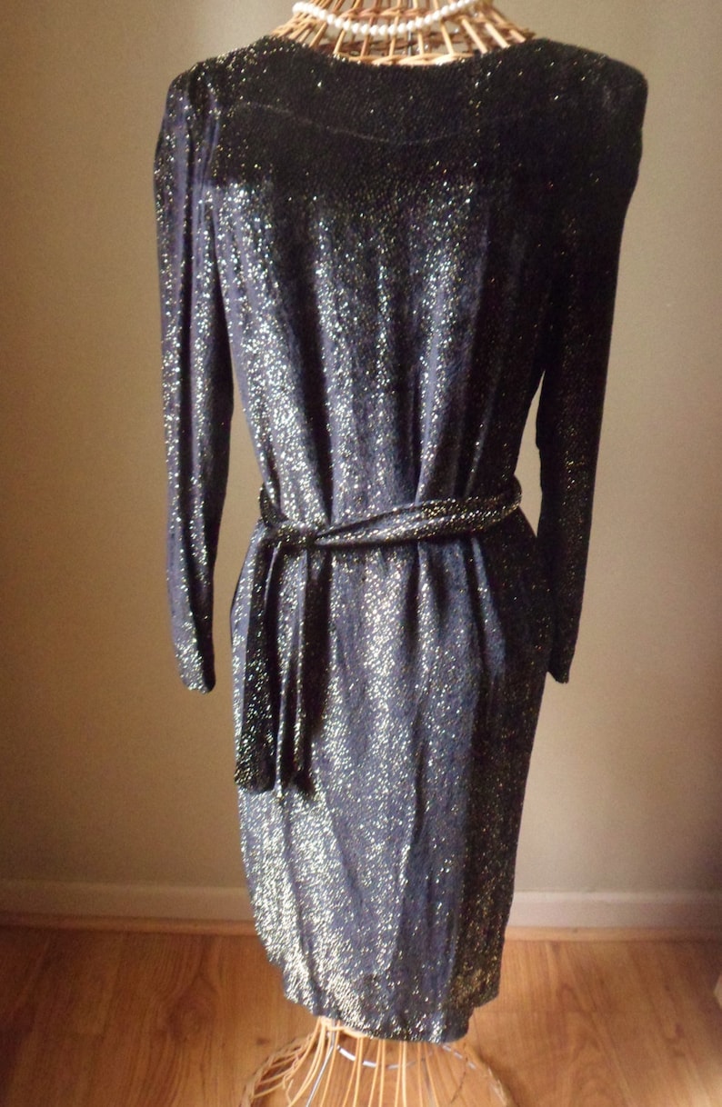 Black Metallic Bergdorf Goodman Cocktail Dress Size 8 Etsy