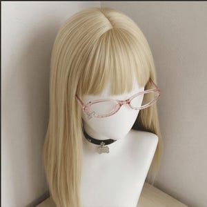 Pink Planet Goth Glasses, Rhinestone Charm Prop, Translucent Round Frames