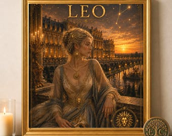 Leeuw sterrenbeeld muurkunst | Maskeradeprint van Versailles | Vintage poster astrologie (digitale download)