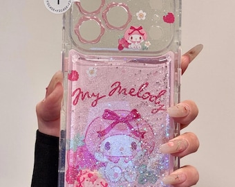 Kawaii My Melody Card Holder Case with Charm, Pink Strawberry Wallet Cover iPhone 17 16 15 14 13 Pro Max, Cute Sanrio Y2K Coquette Gift