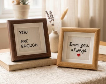 Personalized Embroidered Handwriting Keepsake, Custom Framed Quote, Handwritten Gift,  Linen Embroidered Frame