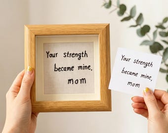 Custom Embroidered Handwriting Note: Actual Handwritten Keepsake, Hand Stitched Letter Art, Framed Memorial Gift