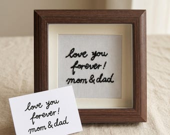 Custom Embroidered Handwriting Gift, Framed Handwritten Keepsake, Personalized Love Note, Memorial Gift