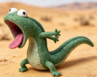 Hand Needle Felted Tom Lizard Figurine, Fan Art Desk Decor, Hoppers Inspired Gift