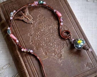 Butterfly Queen Plant Jewel, artisan wire wrapped crystal plant stake suncatcher