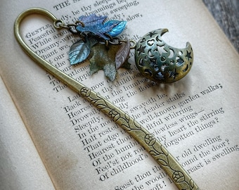 Marcapáginas Luna Azul, Marcapáginas de estilo victoriano, Regalo vintage para ella