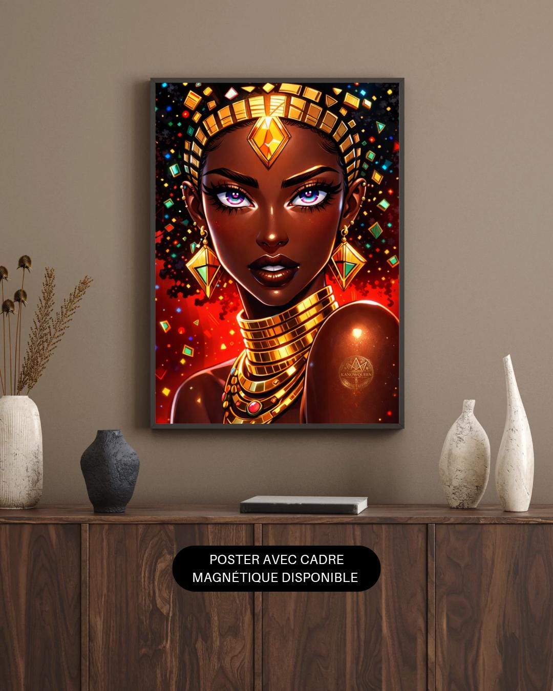 African Queen Luxury Wall Art – Black Woman Gold Portrait, Afrocentric ...