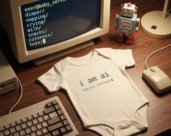 I Am AI Baby Bodysuit | Newborn gift | Baby Shower | Geek-Chic Tech Humor Infant Onesie
