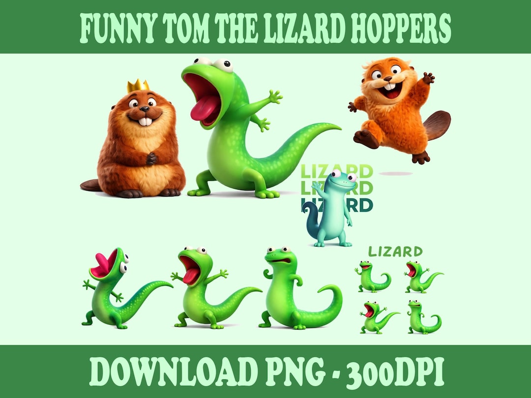 Funny Tom the Lizard Hoppers 2026 Png Bundle, Tom Lizard Png, Lizard ...