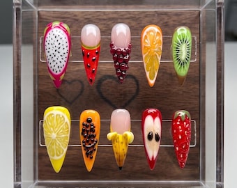 3D Fruit Press On Nails | Realistic Tropical Summer Nail Art Set
