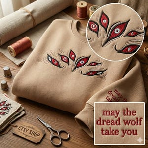 Dread Wolf Embroidered Sweatshirt & Hoodie, Dragon Age Solas Shirt, May The Dread Wolf Take You, Gaming Fan Gift