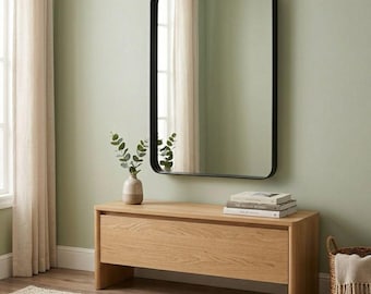 Modern Square Wall Mirror – Minimalist Design, Versatile Hanging, 30x22 Inch