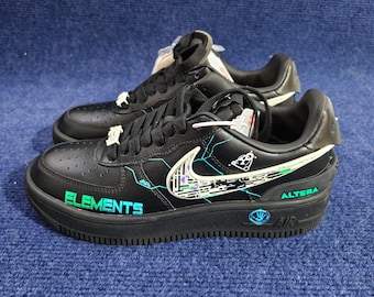 Zapatillas Air Force 1 personalizadas estilo cyberpunk / Ropa urbana técnica pintada a mano AF1