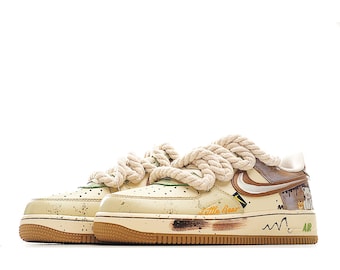 Zapatillas Air Force 1 personalizadas con diseño de osito / Estilo kawaii urbano AF1 pintadas a mano