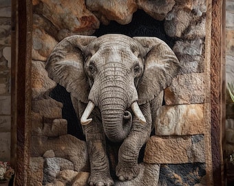 Elefant gedruckte Decke, Safari-Wildtier-Decke, rustikaler afrikanischer Elefant-Vlies-Überwurf, Tierliebhaber-gemütliches Sofa-Bett-Geschenk