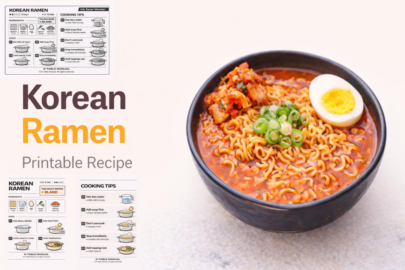 Korean Ramen Recipe Printable PDF | Fix Bland Flavor & Overcooked ...
