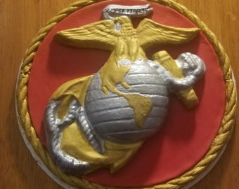 Marine Corps EGA cake topper with red base randgold rope trim