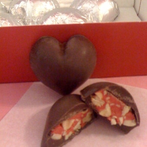 Cherry Cream Hearts rolled in peanuts and milk chocolate image 1