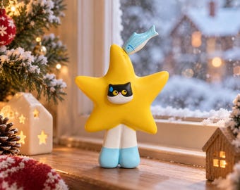 Figura de cachorro estrella, hecha a mano con arcilla ligera de secado al aire, decoración de escritorio, 13 cm