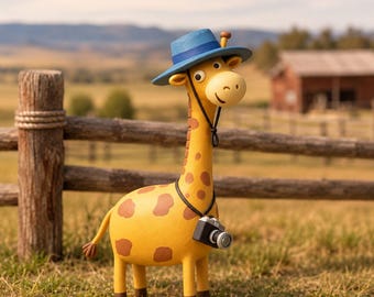 Handmade Giraffe Figurine, Cute Safari Animal Shelf Decor, Lightweight Clay Statue, Nursery Desk Ornament, Animal Lover Gift