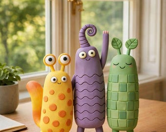 Handmade Clay Monster Figurine, Cute Desk Decor, Whimsical Shelf Sitter, Easter Gift for Kids, Fun Gift for Friends Family