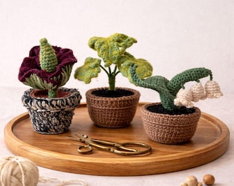 Roślina doniczkowa robiona na szydełku, ręcznie robiona dekoracja roślinna amigurumi, spersonalizowany prezent z włókna, wyjątkowa roślina na biurko, prezent na parapetówkę