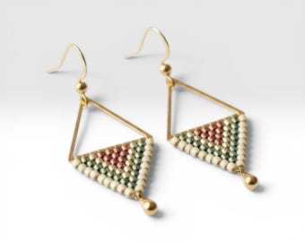 Golden Tears Triangular Beaded Earrings Multiple Colours