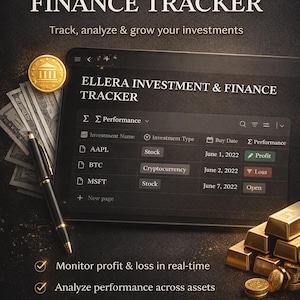 Notion Investment Tracker / Plantilla de finanzas de criptomonedas y acciones / Gestor de cartera (Descarga digital)