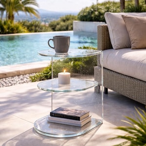 Clear Acrylic C-Shaped Side Table, Modern Plexiglass End Table (Digital Download) image 9