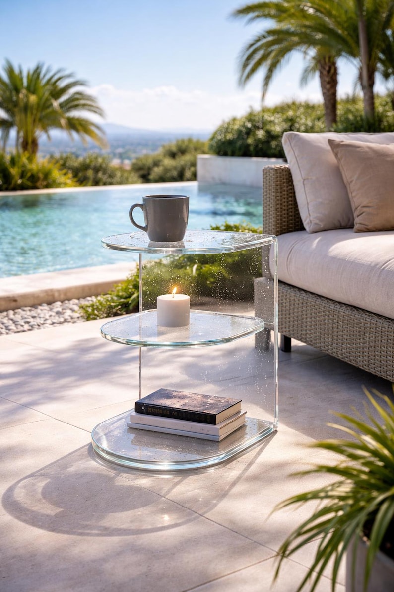 Clear Acrylic C-Shaped Side Table, Modern Plexiglass End Table (Digital Download) image 9