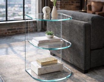 Clear Acrylic C-Shaped Side Table, Modern Plexiglass End Table (Digital Download)