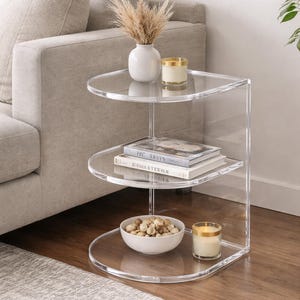 Clear Acrylic C-Shaped Side Table, Modern Plexiglass End Table (Digital Download) image 3