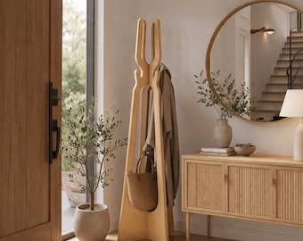 Plano de perchero de madera moderno / Soporte minimalista para recibidor (DXF/DWG)