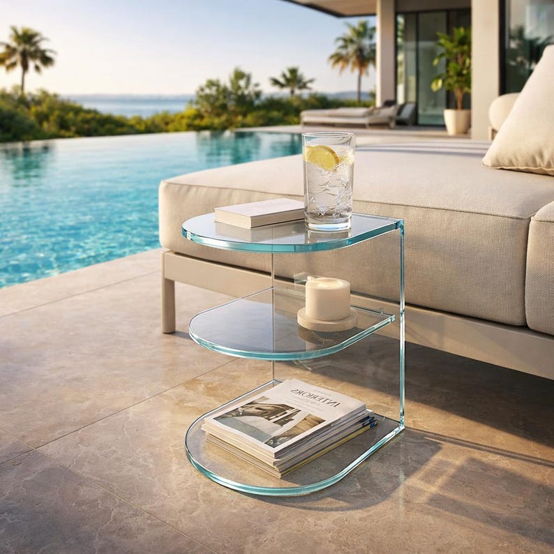 Clear Acrylic C-Shaped Side Table, Modern Plexiglass End Table (Digital Download) image 5