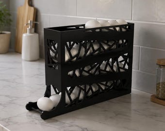 Organizador de huevos moderno / Soporte para huevos cortado con láser / Estante de almacenamiento de cocina de acrílico de 3 mm / Dispensador de huevos estilo granja / Descarga digital